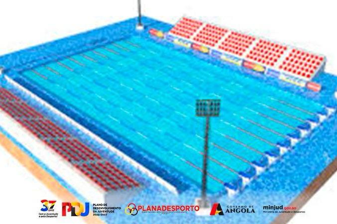 Maquete da nova piscina olímpica a construir junto ao Pavilhão do Kilamba