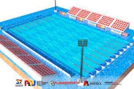 Maquete da nova piscina olímpica a construir junto ao Pavilhão do Kilamba