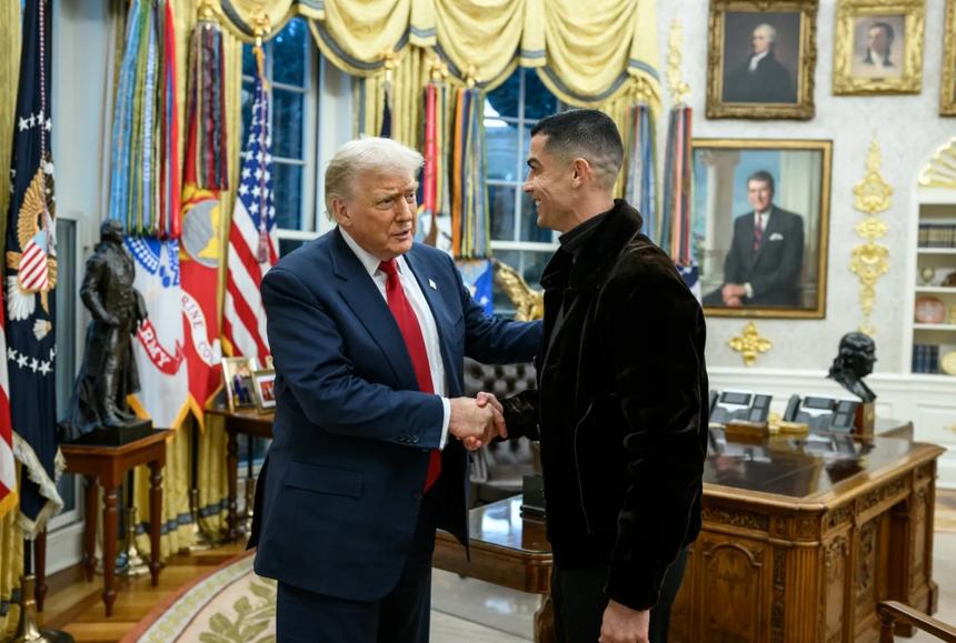 Donald Trump recebeu, este ano, Cristiano Ronaldo na Casa Branca