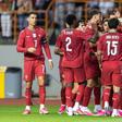 Festejos da Seleção Nacional diante da Nigéria