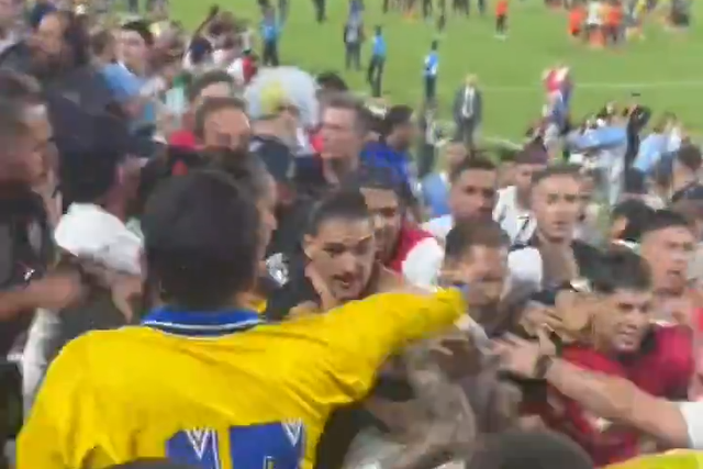 Darwin Núnez à pancada na bancada com adeptos colombianos