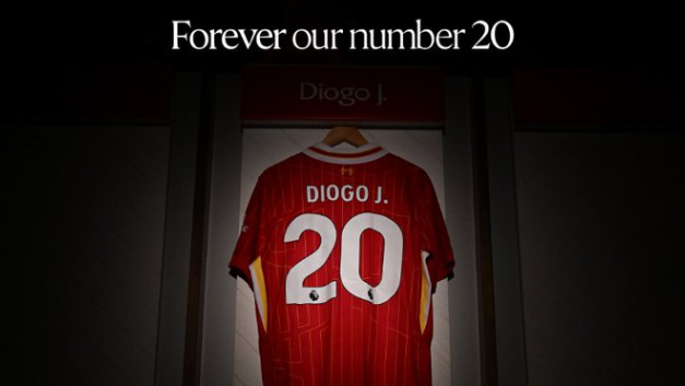 Oficial: Liverpool retira o número 20 em homenagem a Diogo Jota