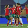 Jogadoras a celebrarem o golo de Telma Encarnação