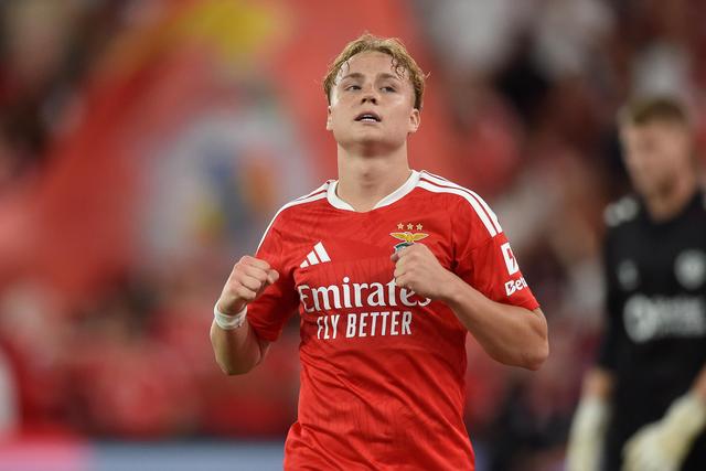 Andreas Schjelderup, extremo do Benfica (foto: Miguel Nunes)