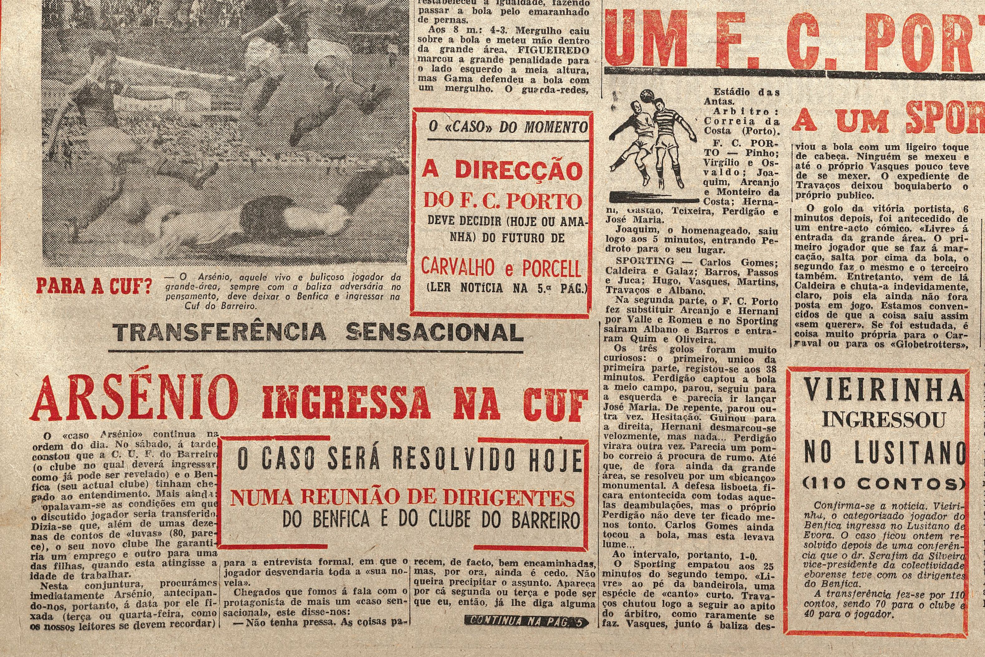 Primeira página de A BOLA a 12 de setembro de 1955