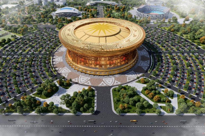 O custo do projeto ronda os 34 mil milhões de euros e o recinto será construído no centro do amplo empreendimento da Cidade Desportiva Olímpica. O estádio tem o nome e a forma inspirados num tambor de bronze tradicional vietnamita