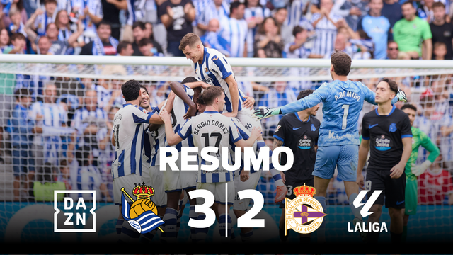 Cinco golos (um português) e duas expulsões no Real Sociedad-Deportivo (resumo)
