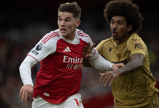 Viktor Gyokeres, avançado do Arsenal, frente ao Crystal Palace