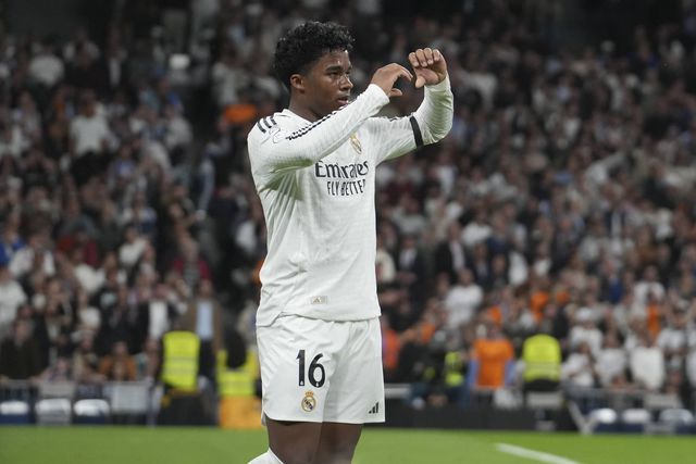 Endrick a celebrar um golo pelo Real Madrid na temporada passada