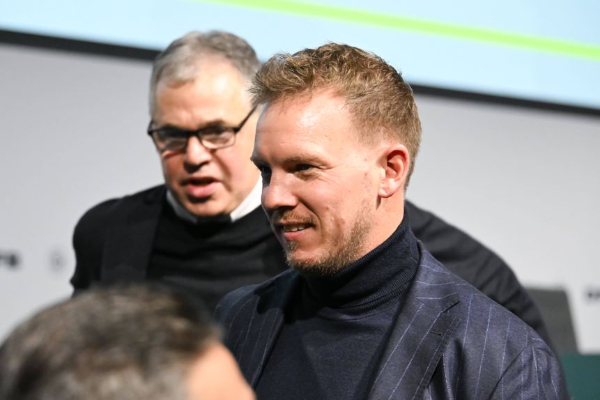 Julian Nagelsmann, selecionador alemão, e Andreas Rettig, diretor-geral da seleção da Alemanha