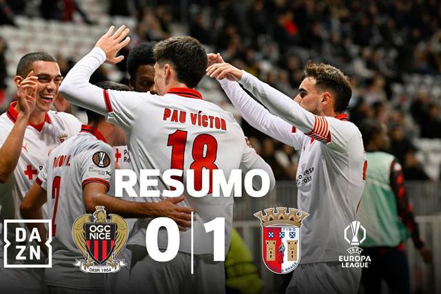 SC Braga passa teste em Nice e aproxima-se do apuramento (resumo)