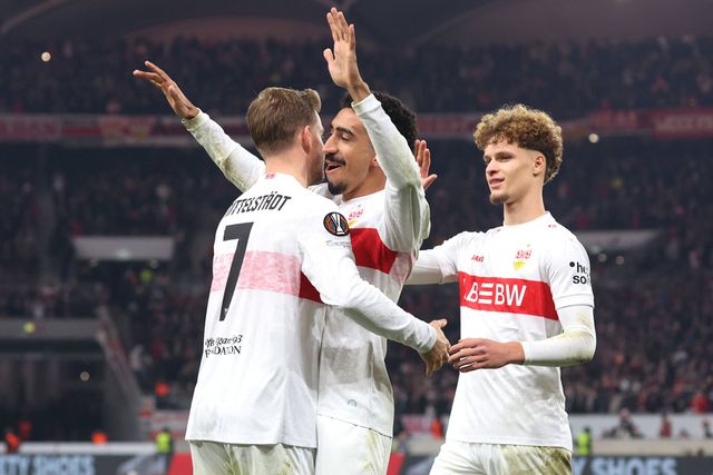 Português Tiago Tomás festeja o 2-0 diante do Maccabi Telavive