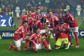 Jogadores do Benfica nos festejos da conquista da Taça da Liga 2024/25