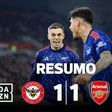 Arsenal empata em casa do Brentford e Man. City aproxima-se (resumo)