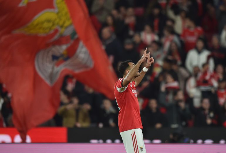 A seguir a Luis Suárez aparece o benfiquista Pavlidis: 19 golos e 3 assistências. Total: 22 participações em golos (foto: Miguel Nunes)