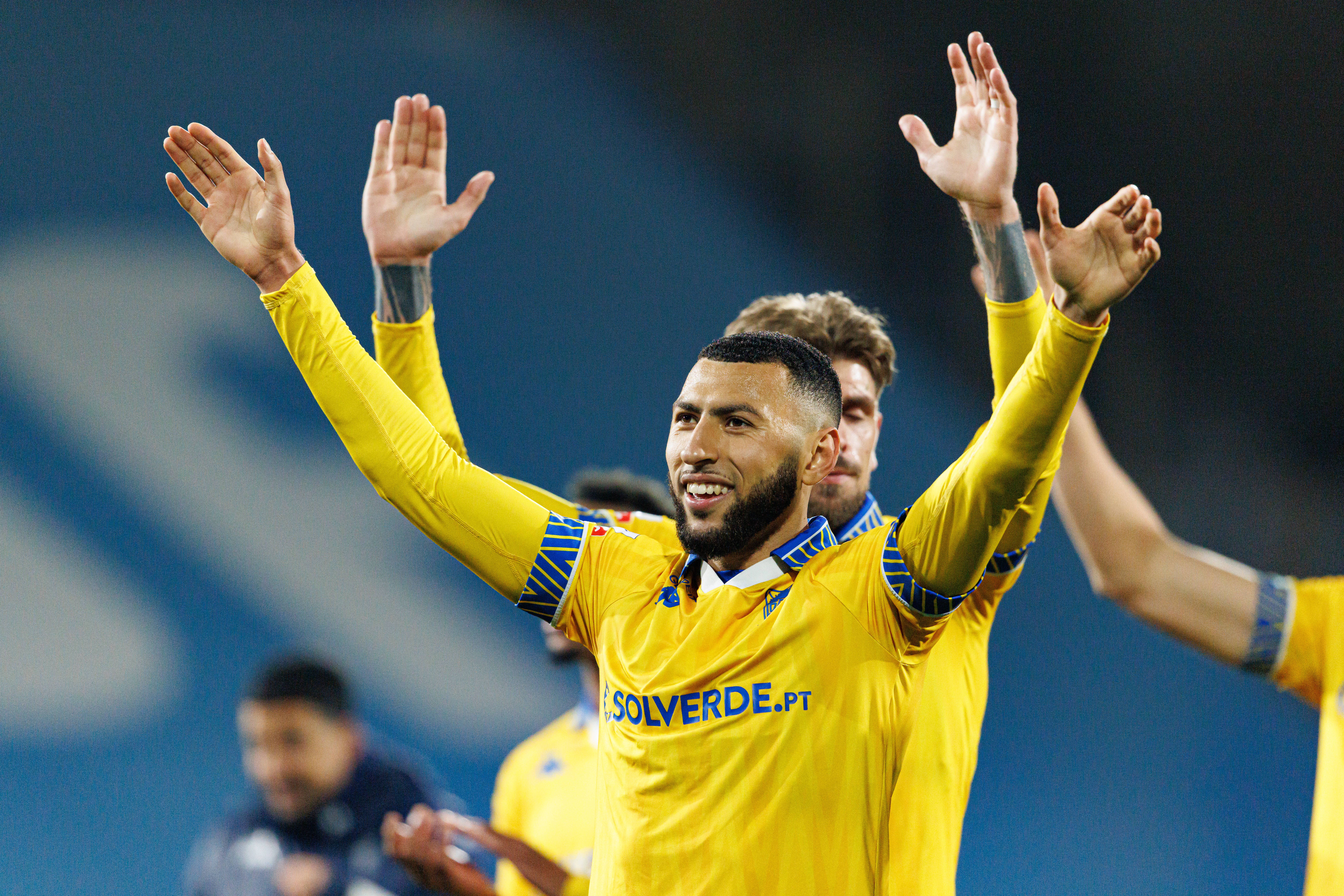 Begraoui, do Estoril, fecha o pódio dos mais influentes em golos na Liga: 16, distribuídos por 15 golos e uma assistência (Foto: Imago)