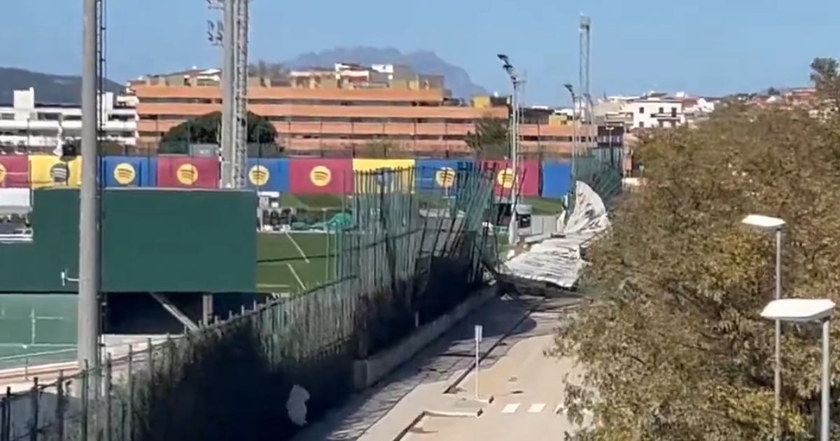 Vento forte causa estragos na cidade desportiva do Barcelona (vídeos)