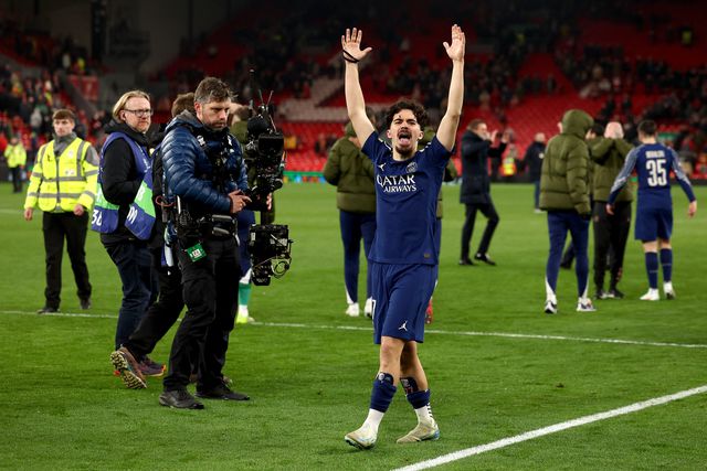 Vitinha no final do Liverpool-PSG