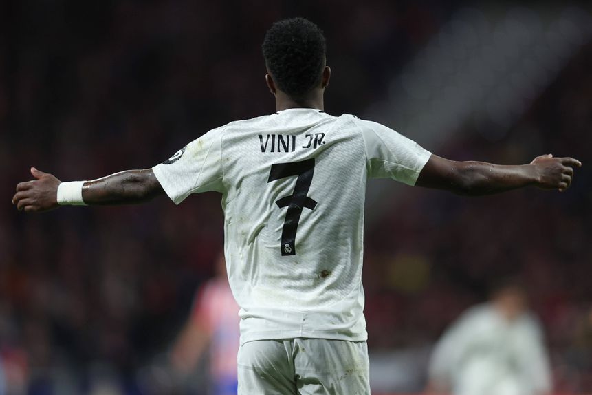 Vinícius Júnior no dérbi de Madrid no Metropolitano