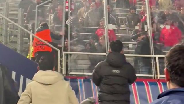 Confrontos entre adeptos do Benfica e 'stewards'  (vídeo: @jordimoreno8_)