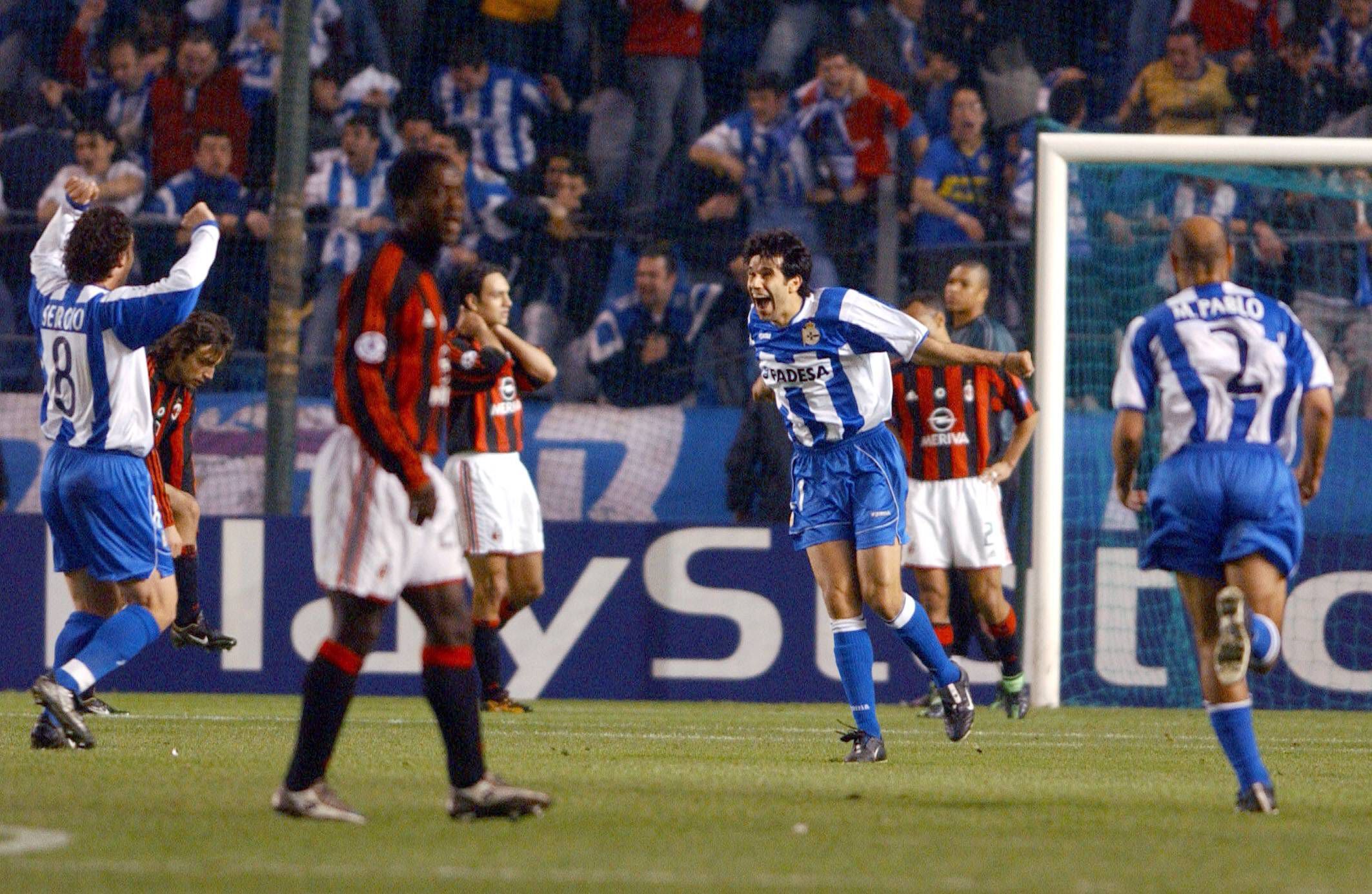 Em 2003/04, o Milan, campeão europeu em título, parecia ter resolvido os quartos de final com um 4-1 em San Siro. Mas na Corunha deu-se um dos maiores choques da história da Champions. O Deportivo deu a volta à eliminatória, vencendo por 4-0. IMAGO