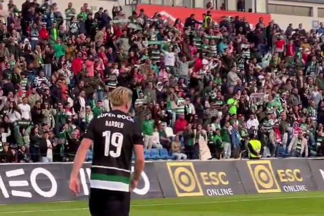 Festejos exuberantes de Harder no final do Santa Clara-Sporting (vídeo)