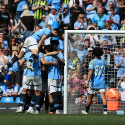 Festejos dos jogadores do Manchester City