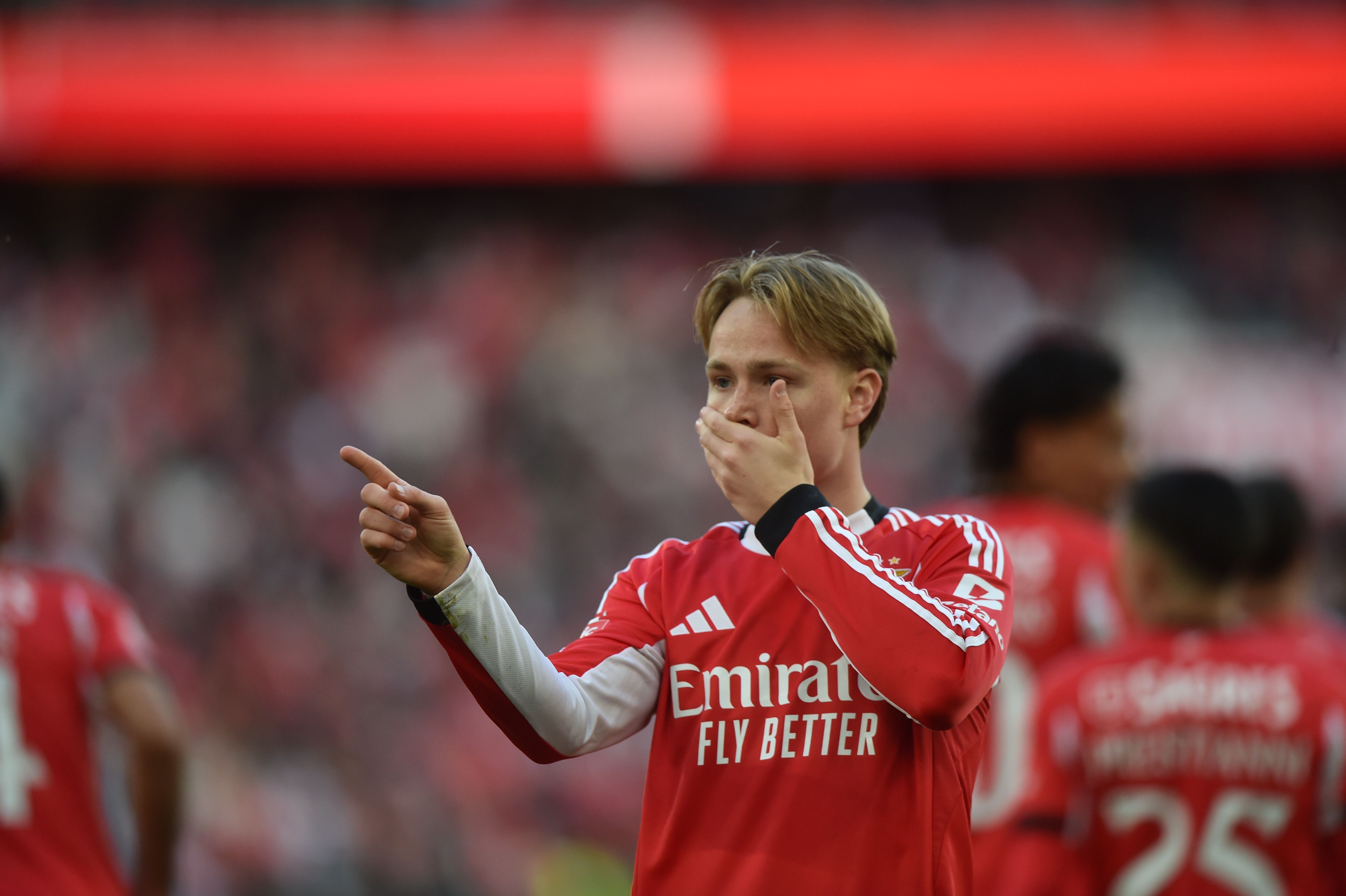 Andreas Schjelderup a festejar na Luz - Foto: Miguel Nunes