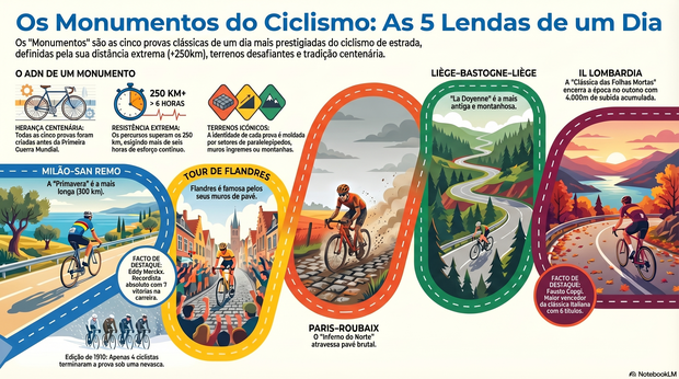 Infografia ciclismo - A BOLA - Os 5 monumentos