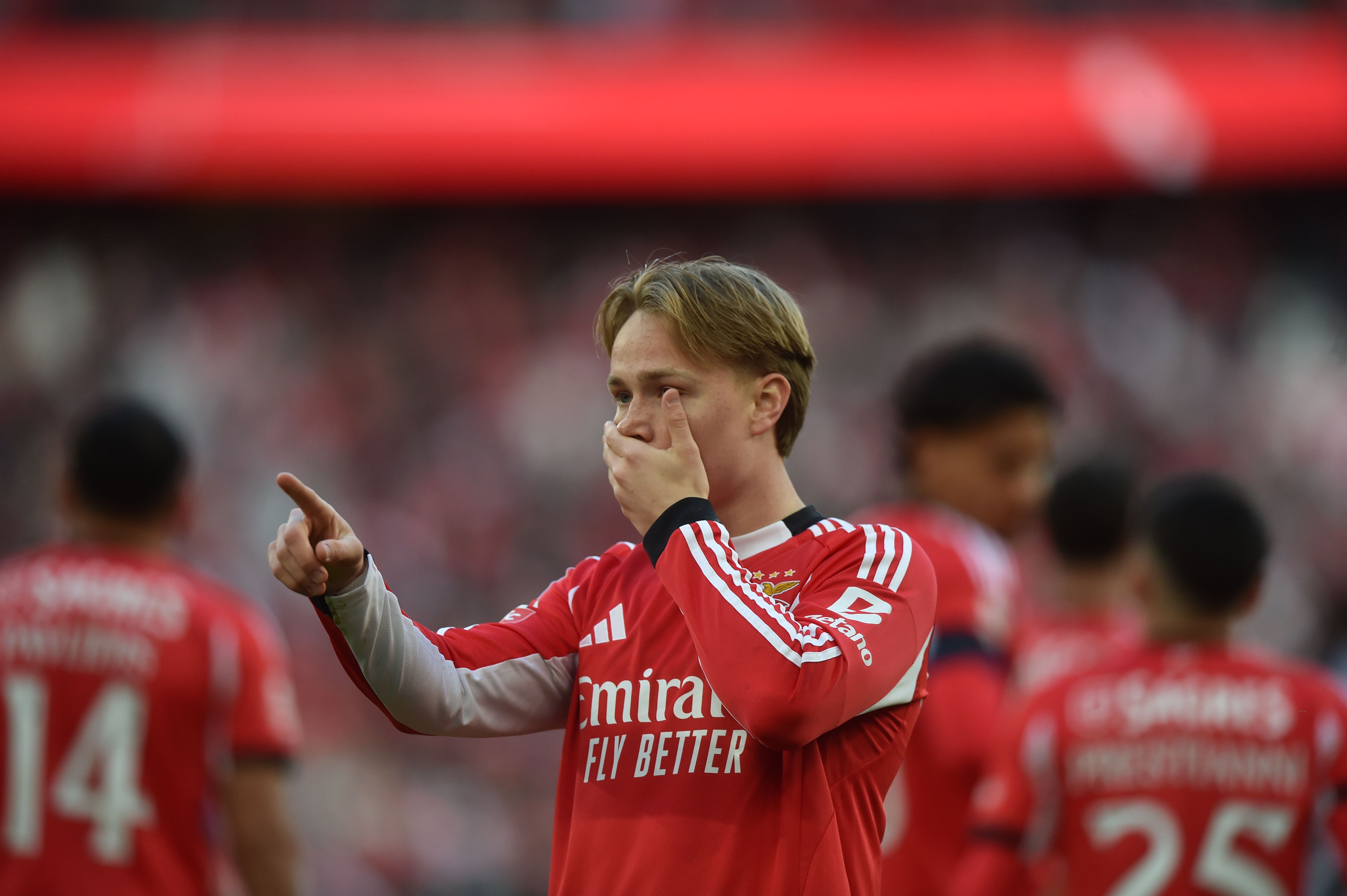 Andreas Schjelderup a festejar na Luz - Foto: Miguel Nunes