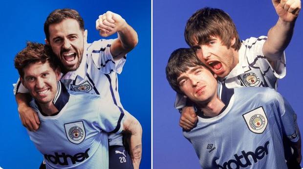 Stones e Bernardo, Noel e Liam Gallagher - foto: Manchester City/Kevin Cummins