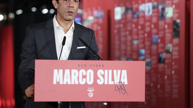 Rui Costa durante a apresentação de Marco Silva como novo treinador - Foto: Benfica