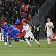 Leverton Pierre em jogo frente ao Canadá