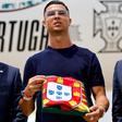 Pedro Proença, Cristiano Ronaldo e Roberto Martínez (Foto: FPF)