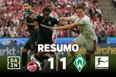 Colónia e Bremen empatam e continuam em igualdade na tabela (resumo)