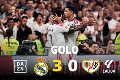 Remate perfeito de Bellingham no terceiro golo do Real Madrid