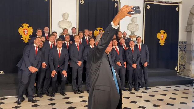 A famosa selfie de Marcelo com a seleção de râguebi
