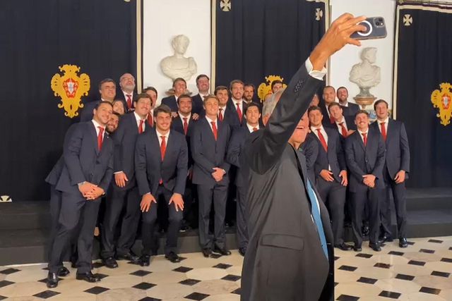 A famosa selfie de Marcelo com a seleção de râguebi