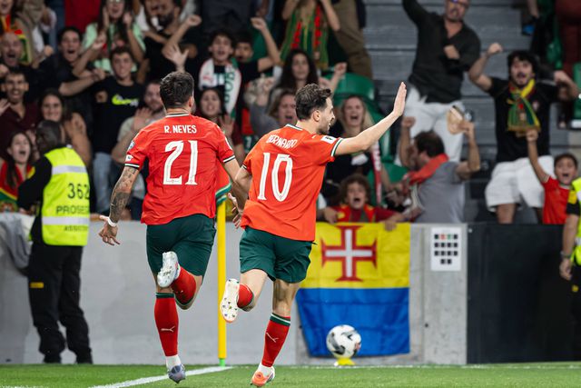 Bernardo Silva
e Rúben Neves 
festejam vitória 
sobre a Irlanda - Foto: IMAGO