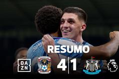 Newcastle goleado em Coventry no fecho da jornada