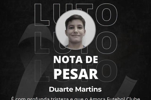 Amora de luto após morte de jogador de 13 anos