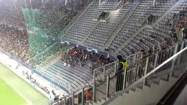 Festa dos adeptos do Benfica depois do golo de Di María