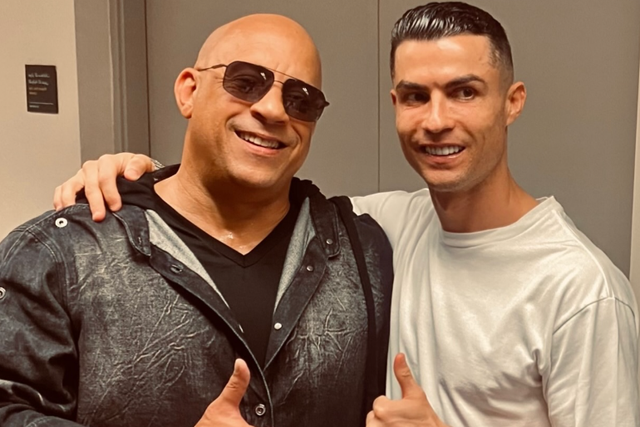 A fotografia partilhada por Vin Diesel, ao lado de Cristiano Ronaldo - Foto: Instagram