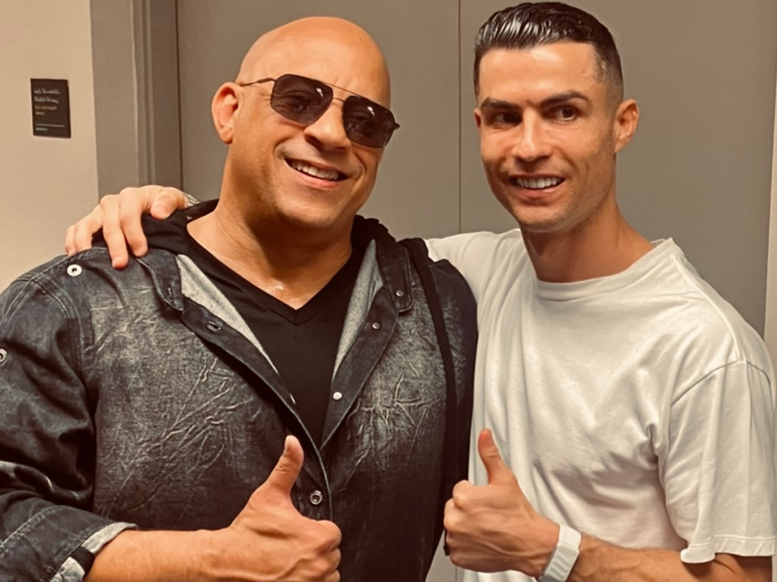 A fotografia partilhada por Vin Diesel, ao lado de Cristiano Ronaldo - Foto: Instagram