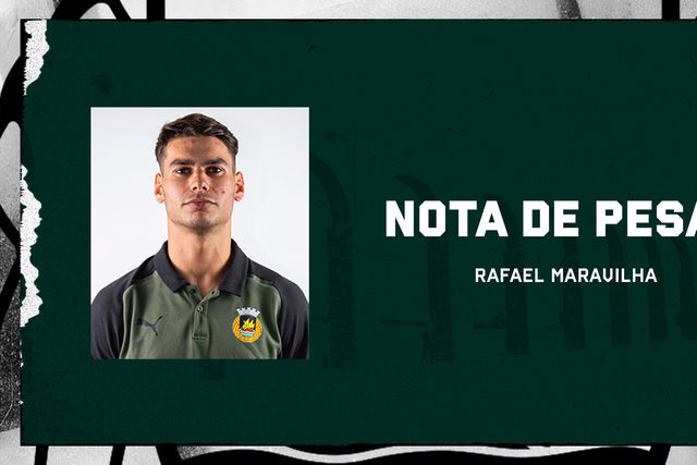 Imagem de Rafael Maravilha, com o equipamento do Rio Ave, publicada pelo clube