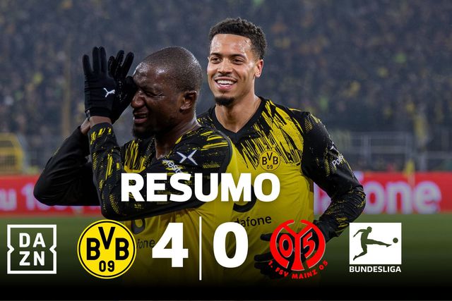 Goleada permite ao Dortmund aproximar-se do líder Bayern (resumo)