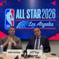 George Aivazoglou e Mark Tatum à conversa com a imprensa europeia em Los Angeles         Fotografia A BOLA