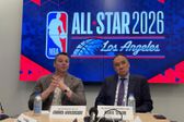 George Aivazoglou e Mark Tatum à conversa com a imprensa europeia em Los Angeles         Fotografia A BOLA