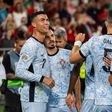 Cristiano Ronaldo a celebrar o seu golo 900 da carreira por Portugal