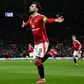 Bruno Fernandes a celebrar o hat trick na goleada do Man. United à Real Sociedad